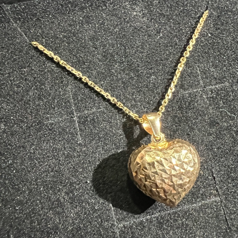 18k Real Gold Heart Pendant Necklace